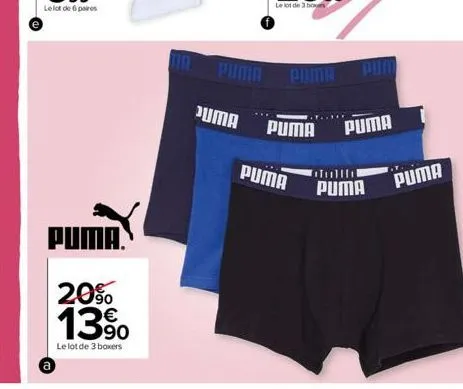 puma.  20% 13%  le lot de 3 boxers  tire in  puma  juma  puma  puma  puma  puma  tulli  puma  puma 