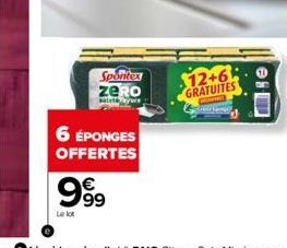 Spontex $12+6  zero  GRATUITES  salety  6 ÉPONGES OFFERTES  €  999  Le lot  Rangel  Re 