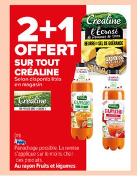 2+1 offert sur tout crealine