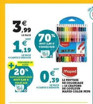 €  3.  le pack  soit  le pack € carte u déduits  €  car  vendredi 19 août  20%  supplémentaires soit 0,80 € verse sur  70%  soit 2,80 € versés sur  151  soit  €  0,9  le pack carte u deduits  maped  ,