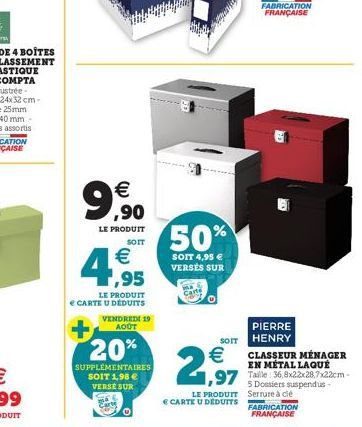 9,90  €  LE PRODUIT  SOIT  €  4,955  LE PRODUIT € CARTE U DÉDUITS VENDREDI 19 AOÛT  20%  SUPPLÉMENTAIRES SOIT 1,98 €  VERSE SUR  50%  SOIT 4,95 € VERSES SUR  €  2,97  LE PRODUIT € CARTE U DÉDUITS  PIE