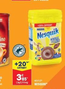 Choce  +20**  OFFERT  385  1.2kg (1,21  +20% OFFERT  NGUE  Nesquik  REVEILLE LELANE  MESTLE NESQUIK 