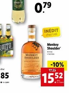 ginger al  monkey shoulder  inédit  chez lidl  monkey shoulder  40 % v  5617058  -10%  17.25  15.52 