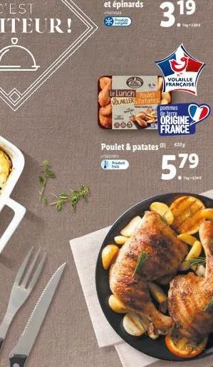 fuurgeld  le lunch poulet volailler patates  000  produt fals  volaille française  pommes de terre  origine  france  poulet & patates (2) 520  5.79 