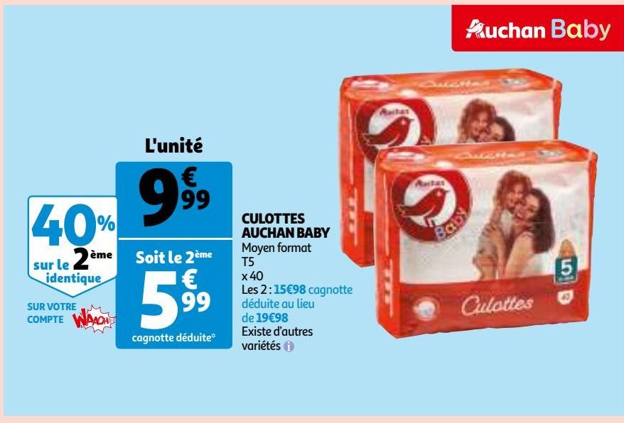 CULOTTES AUCHAN BABY