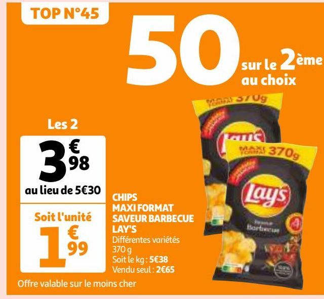 CHIPS MAXI FORMAT SAVEUR BARBECUE LAY'S