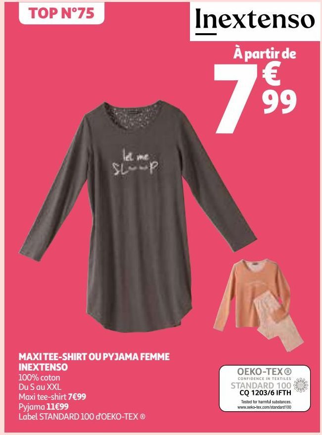 MAXI TEE-SHIRT OU PYJAMA FEMME INEXTENSO