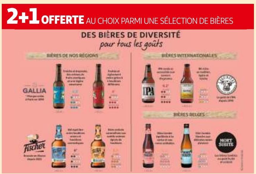 2+1 OFFERTE AU CHOIX PARMI UNE SÉLECTION DE BIÈRES