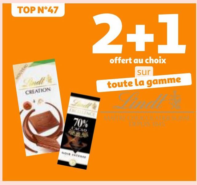 2+1 offert au choix sur toute la gamme Lindt