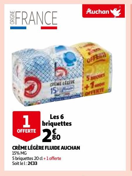 CRÈME LÉGÈRE FLUIDE AUCHAN 