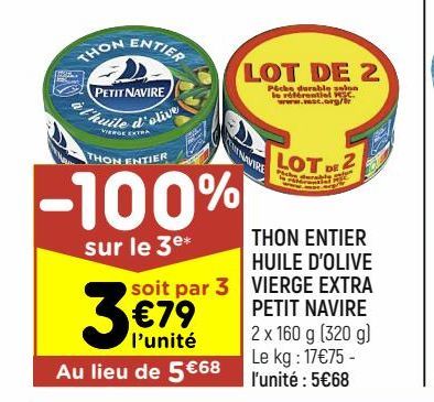 THON ENTIER HUILE D’OLIVE VIERGE EXTRA PETIT NAVIRE
