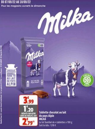 chocolat au lait Milka