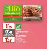 ebio  cookies chocolat  bo  1.65 ab  0.41 cookies chocolat  cres  cartellbelle france  1.24  12  de 200 satin: 1054 