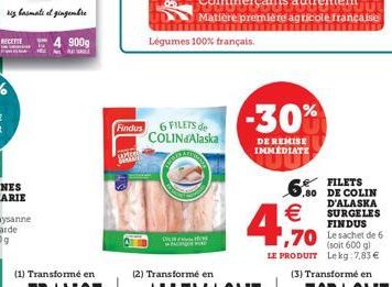 riz basmati el gingembre  900g  Findus  TAMERA www.  DH  6 FILETS de COLIN Alaska  Légumes 100% français.  DOUUL Matière première agricole française  -30%  DE REMISE IMMEDIATE  €  4,9%  FILETS  6.80 D