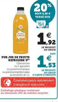 MARK  ELEMENTE  20%  SOIT 0,39 € VERSÉ SUR  €  LE PRODUIT AU CHOIX  SOIT  €  1,53  LE PRODUIT  AU CHOIX CARTE U DÉDUITS JUUUUUUUUU.  Commerçants autrement Engagement ressources  JUDUL  Emballage plast