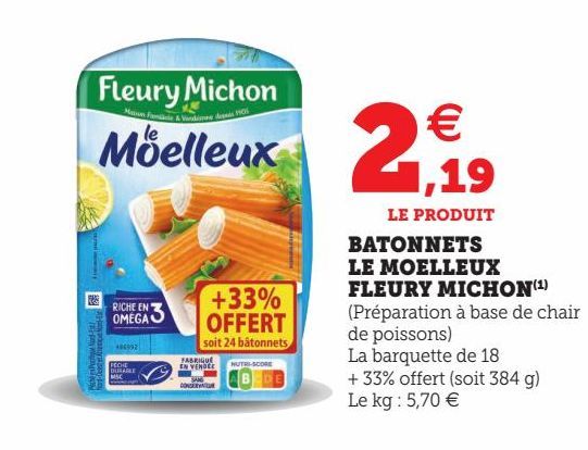 BATONNETS LE MOELLEUX FLEURY MICHON