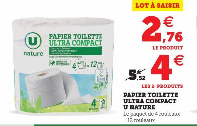 PAPIEER TOILETTE ULTRA COMPACT U NATURE 