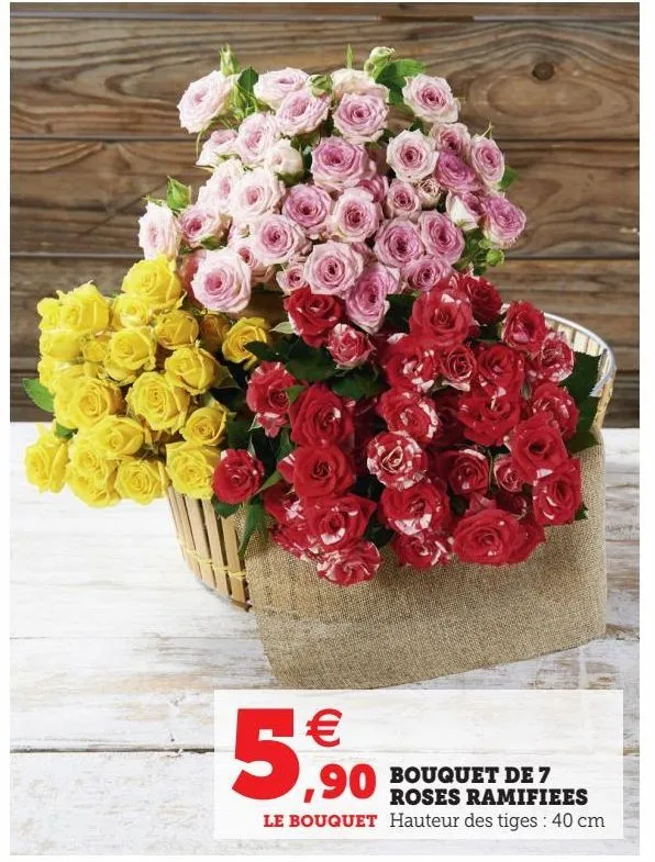bouquet de 7 roses ramifiees
