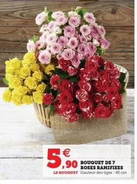 €  5,900  ,90 bouquet de 7  roses ramifiees le bouquet hauteur des tiges: 40 cm 