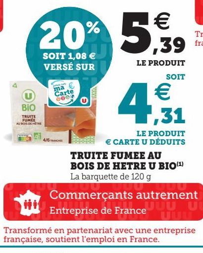 TRUITE FUMEE AU BOIS DE HETRE U BIO(1) 