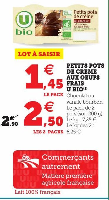 PETITS POTS DE CREME AUX OEUFS FRAIS U BIO(1)