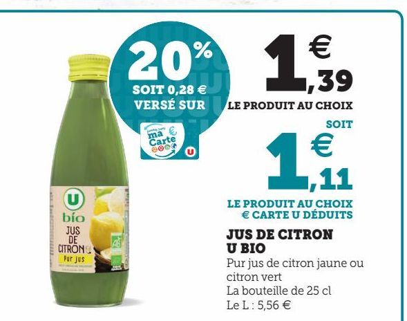 JUS DE CITRON U BIO