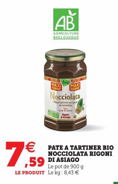 PATE A TARTINER BIO NOCCIOLATA RIGONI DI ASIAGO