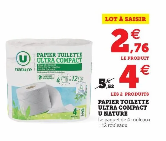 papier toilette ultra compact u nature 