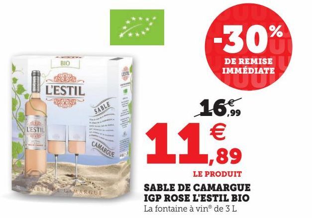 SABLE DE CAMARGUE IGP ROSE L'ESTIL BIO