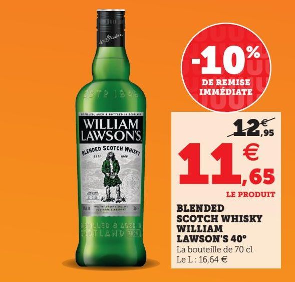 BLENDED SCOTCH WHISKY WILLIAM LAWSON'S 40°