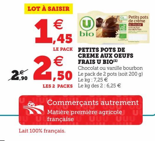 PETITS POTS DE CREME AUX OEUFS FRAIS U BIO(1)