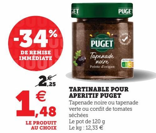 TARTINABLE POUR APERITIF PUGET