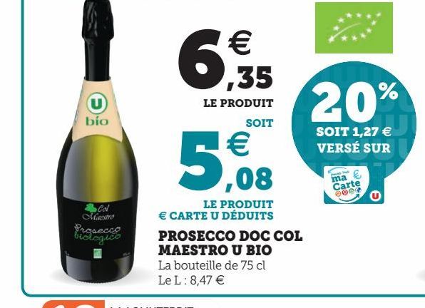 PROSECCO DOC COL MAESTRO U BIO