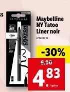 W CRAYON  Maybelline NY Tatoo Liner noir  ²541350  -30%  6.90  4.83  ples 