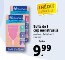 ecocare  ecocare  lable it ventilable  -Talli  INÉDIT chez Lidl  Boîte de 1 cup menstruelle  Au choix : Taille 1 ou 2  1piace  9.⁹⁹ 