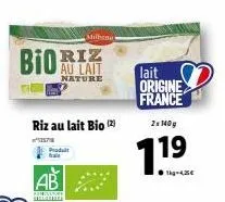 ab  persone  milbene  au lait  nature  riz au lait bio (2)  3578  lait  origine  france  2x 140g  7.19 