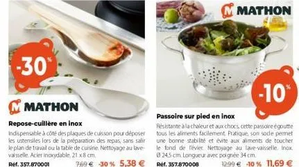 -30%  mathon  repose-cuillère en inox  indispensable à côté des plaques de cuisson pour déposer les ustensiles lors de la préparation des repas, sans salir le plan de travail ou la table de cuisine. n