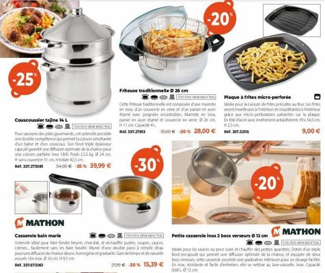 -25%  couscoussier tajine 14 l  tous felte meme induction pour savourer des plats gourmands, cet ustensile possède une double compétence qui permet la cuisson simultanée d'un tajine et d'un couscous. 