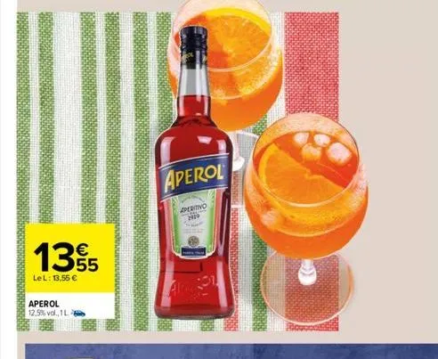 135  55  lel: 13,55 €  aperol 12,5% vol., 1 l  aperol  aperino 2919  a 331  de 