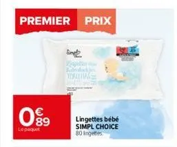 premier prix  099  le paquet  simp viagemas  toallitas  lingettes bébé simpl choice 80 ingettes  