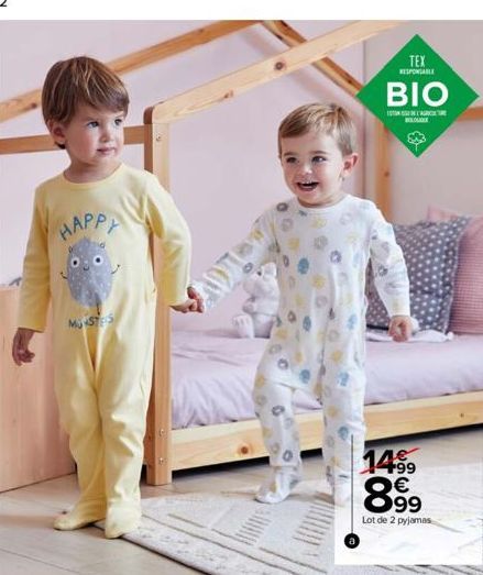 нарра  My STES  TEX  RESPONSABLE  BIO  TON  14⁹9 €  8.99⁹  Lot de 2 pyjamas 