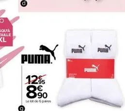 puma  12%  €  90  le lot de 6 pas  puma 