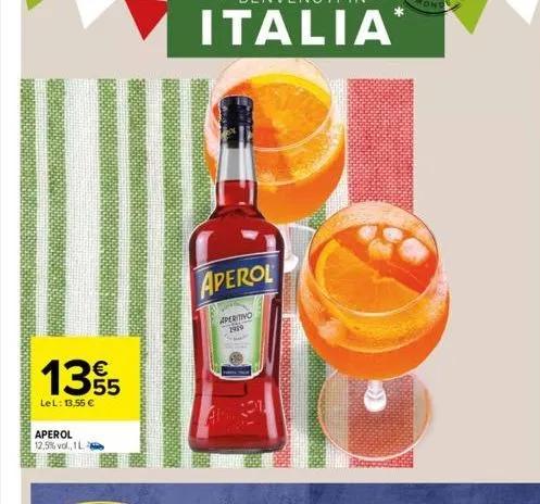 135  55  lel: 13,55 €  aperol 12,5% vol., 1 l  aperol  aperino 2919  a 331  de 