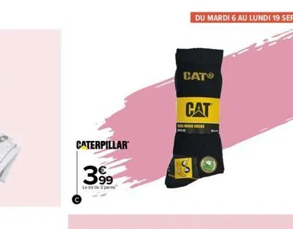 caterpillar  399  le lot de 3 pies  catⓡ  cat  socks  p 