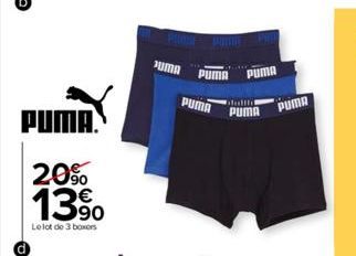 PUMA.  20% 13%  Le lot de 3 boxers  PUR Pama  JUMA  PUMA PUMA  PUMA  stoltht  PUMA  PUMA 