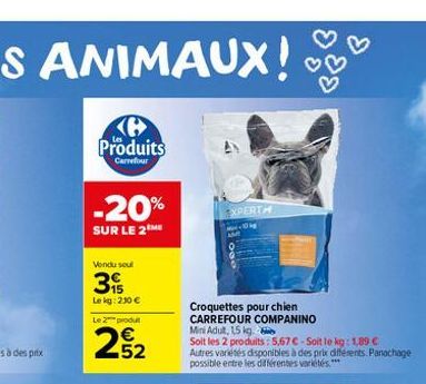 croquettes pour chien Carrefour