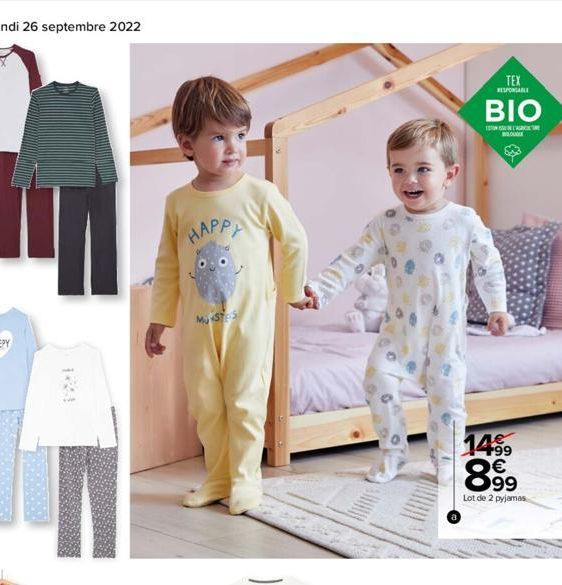 нарра  My STES  TEX  RESPONSABLE  BIO  TON  14⁹9 €  8.99⁹  Lot de 2 pyjamas 