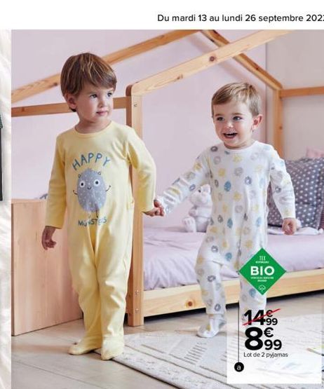 нарра  Mj STES  TEX  BIO  14.⁹⁹9 8.99  €  Lot de 2 pyjamas 