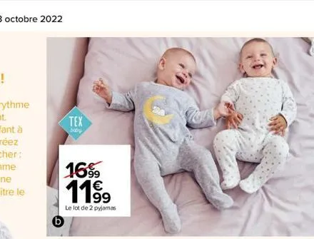 tex  baby  1699 1199  €  le lot de 2 pyjamas 