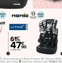 nania  nania,  UTAC  61%  47%  Le siège-auto  1/2/3 